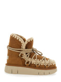 Beige Ankle Boots with Lace Closure and Tassel Detail in Leather Woman Sheep