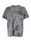 Grey T-Shirt with Embroidered Logo on the Front and All-Over Tye-Die Print in Cotton Man Tshirts Polo Shirts