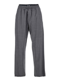 Grey Pants with Elastic Drawstring Waist in Wool Stretch Man Virgin Elastane Trousers