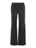 Black Pants with Belt Loops in Leather Woman Lamb Trousers
