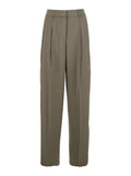 Brown Pants with Belt Loops and Wide Leg in Tech Fabric Woman Recycled Polyester Trousers
