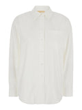 White Shirt with Button Down Collar and Logo Plaque on the Rear in Cotton Stretch Woman Organic Elastane Blouses