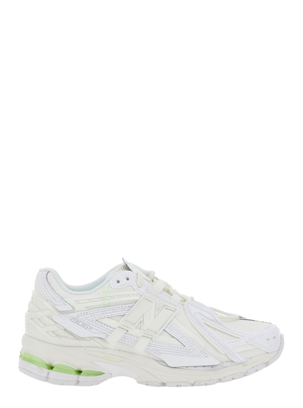 1906R White Sneaker with Mesh Design and Side Logo in Synthetic Fiber Unisex Fabric