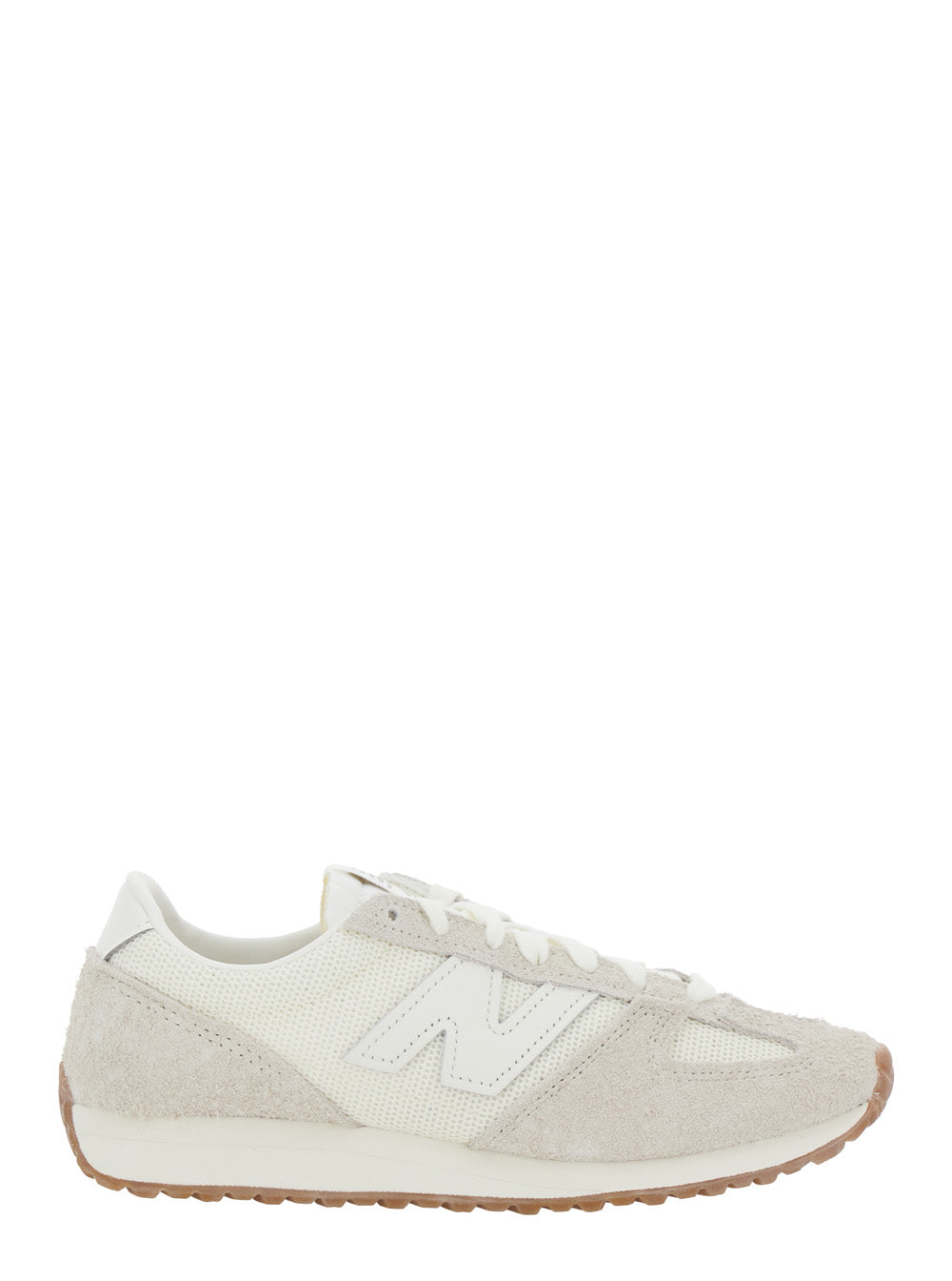White Low Top Sneakers with Logo Patch in Suede Unisex