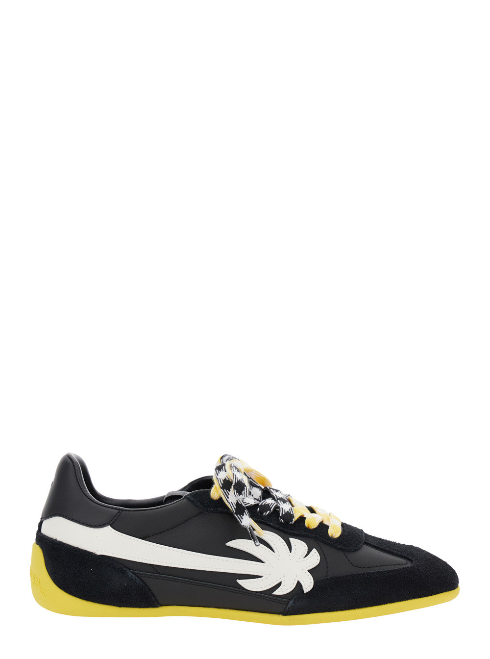 Pa 5 Black Low Top Sneakers with Logo Patch on the Tongue and Contrasting Heel in Leather Man Calf