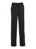 Black Pants with Belt Loops in Wool Blend Woman Virgin Elastane Trousers