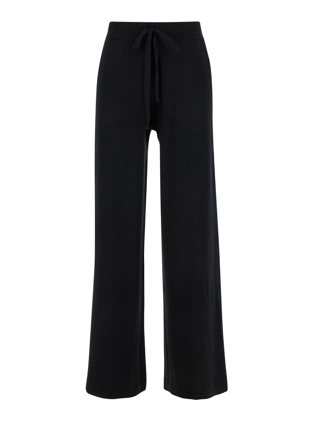 Black Relaxed Pants with Drawstring in Fabric Woman Trousers