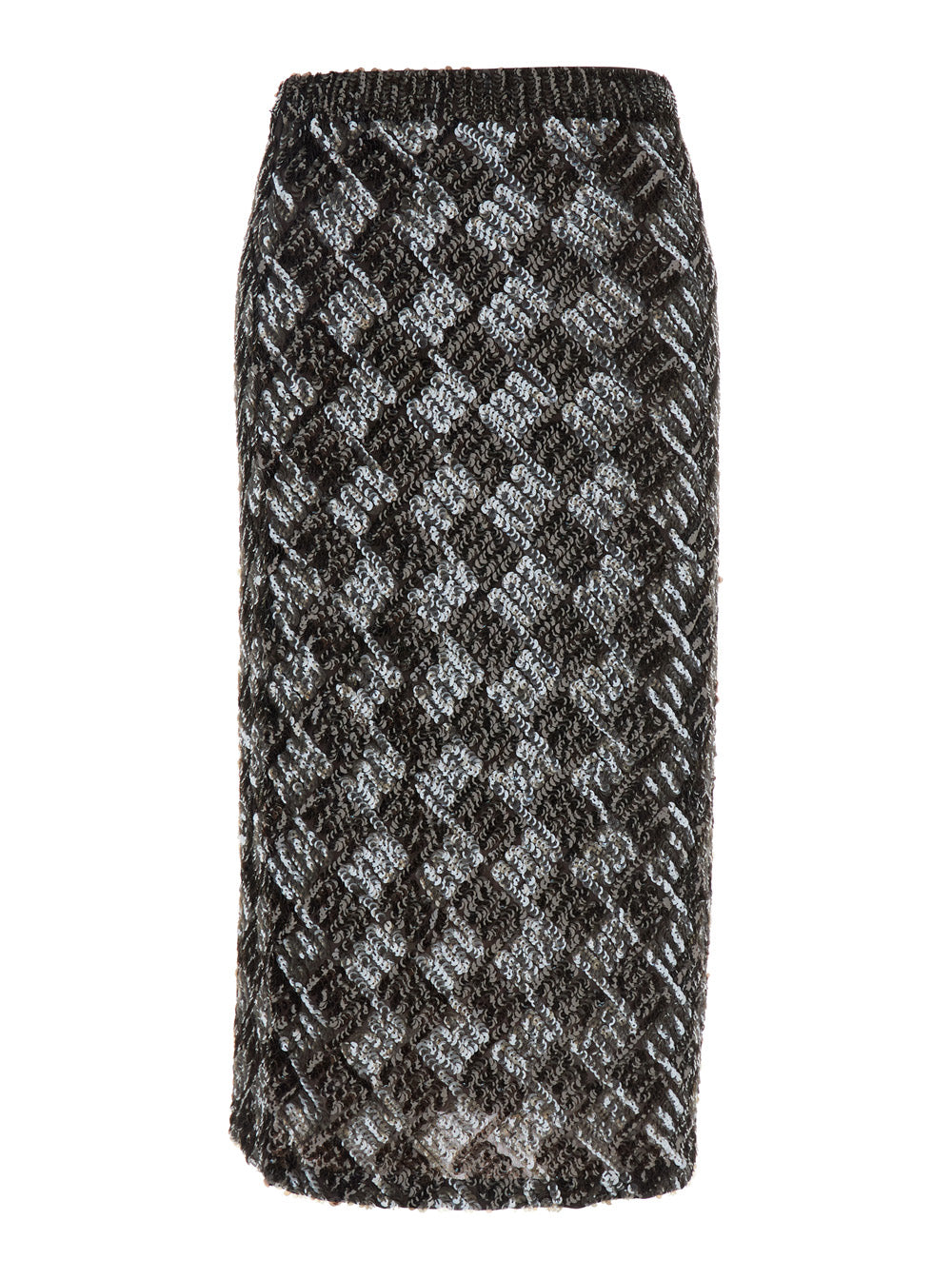 Brown Skirt with All-Over Sequins in Fabric Woman Polyamide Elastane