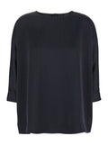 Blue Blouse with Three-Quarter Sleeves in Satin Woman Blu Polyester Shirts And Blouses