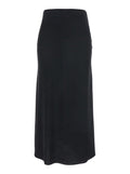 Black Midi Skirt with Concealed Side Zip Closure in Fabric Woman Cotton Polyester