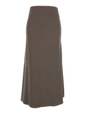 Beige Long Skirt with Side Hook and Loop Closure in Fabric Woman Brown
