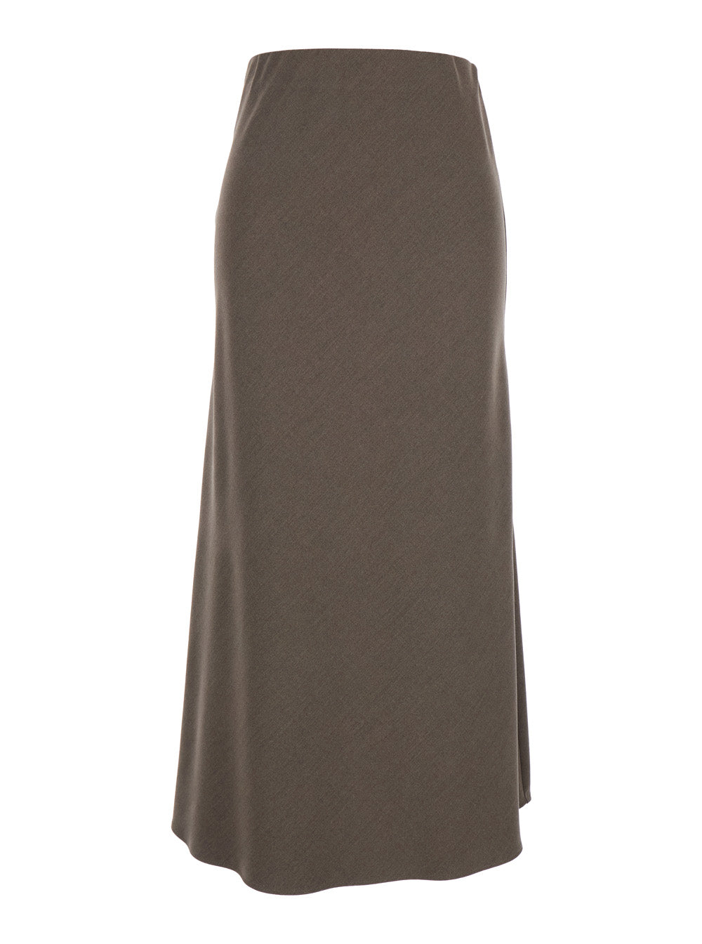 Beige Long Skirt with Side Hook and Loop Closure in Fabric Woman Brown