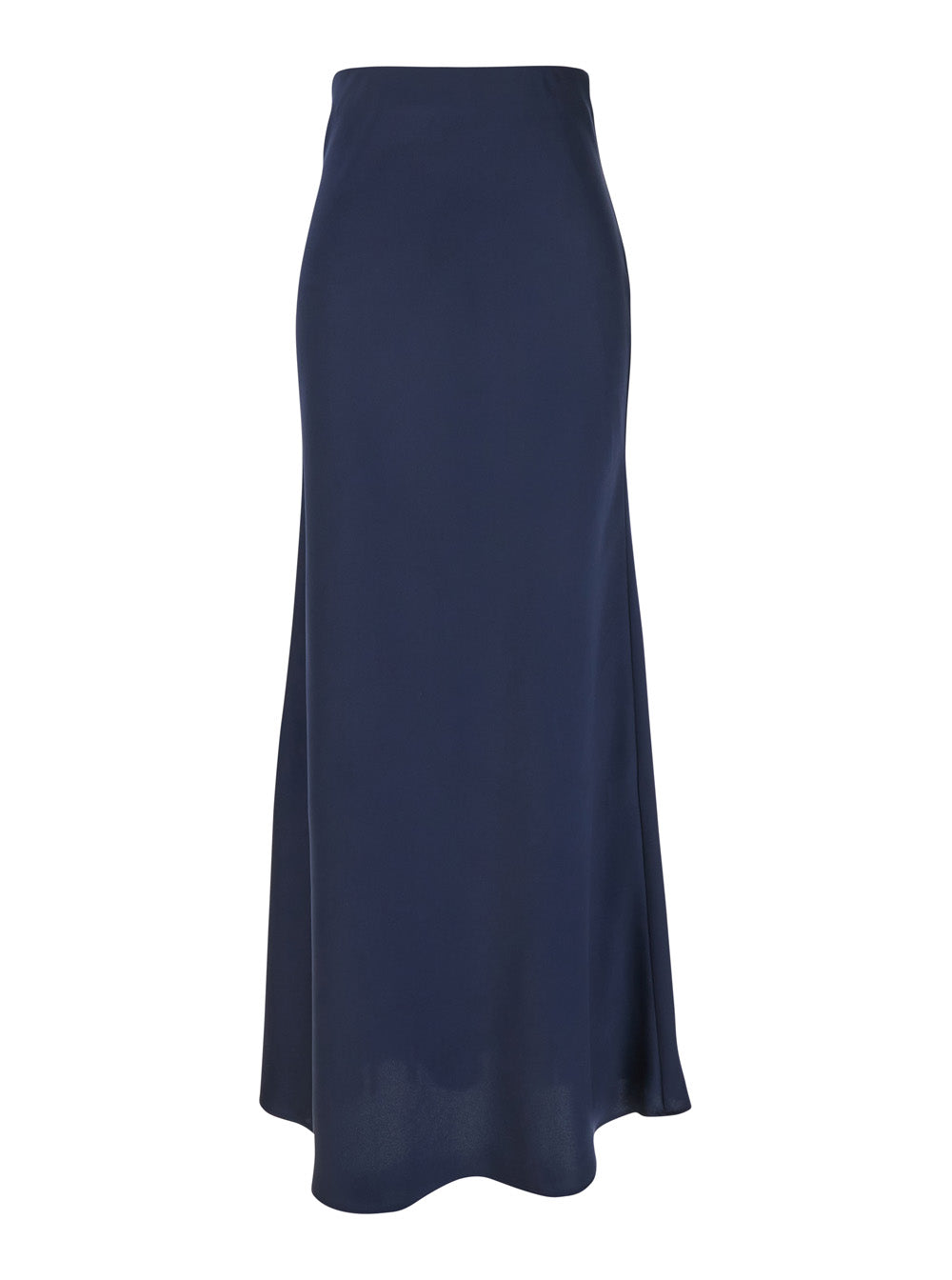 Blue Long Skirt with Ruffle Detail at the Bottom in Satin Woman Blu Polyester