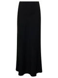 Black Midi Skirt with Volant Detail at the End in Satin Woman Polyester