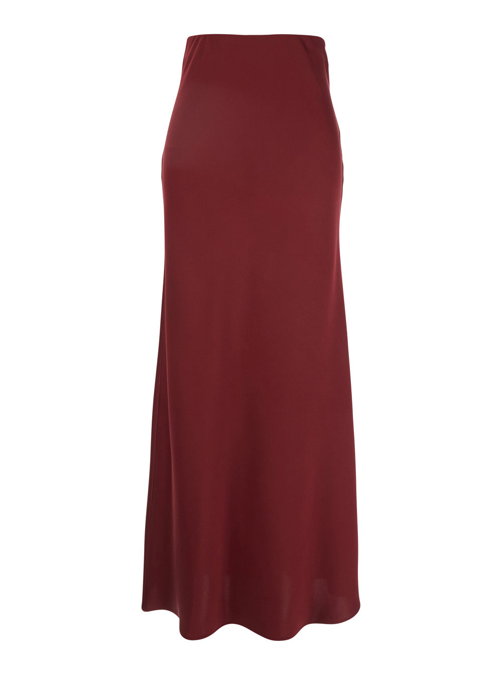 Bordeaux Long Skirt with Volant Detail at the End in Satin Woman Polyester