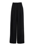 Black Pants with Belt Loops and Wide Leg in Cady Woman Polyester Trousers