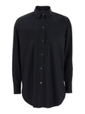 Black Shirt with Classic Collar in Cotton Blend Stretch Woman Polyamide Elastane And Blouses
