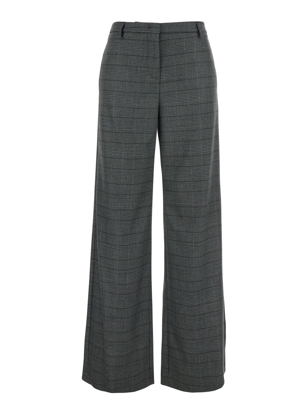 Grey Trousers with Striped Motif in Wool Woman Polyester Viscose Elastane