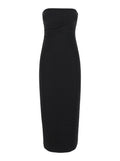Black Bustier Dress with Slit in Tech Fabric Woman Polyester Elastane Long
