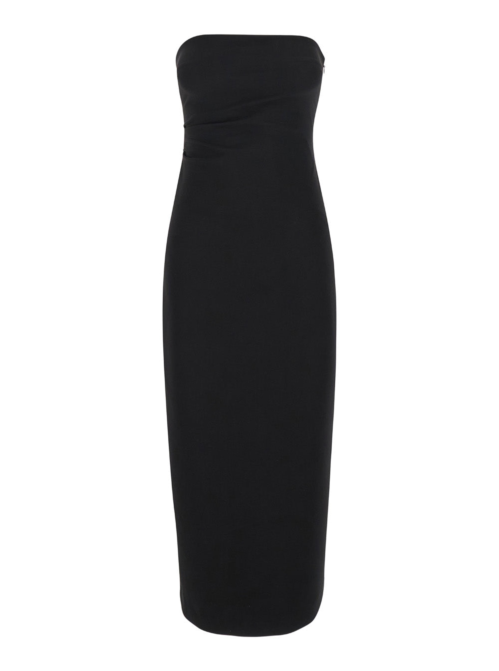 Black Bustier Dress with Slit in Tech Fabric Woman Polyester Elastane Long