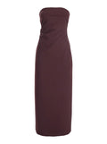 Bordeaux Bustier Dress in Tech Fabric Woman Polyester Elastane Long