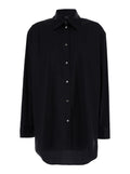 Oversized Black Shirt in Cotton Woman Nylon Elastan And Blouses