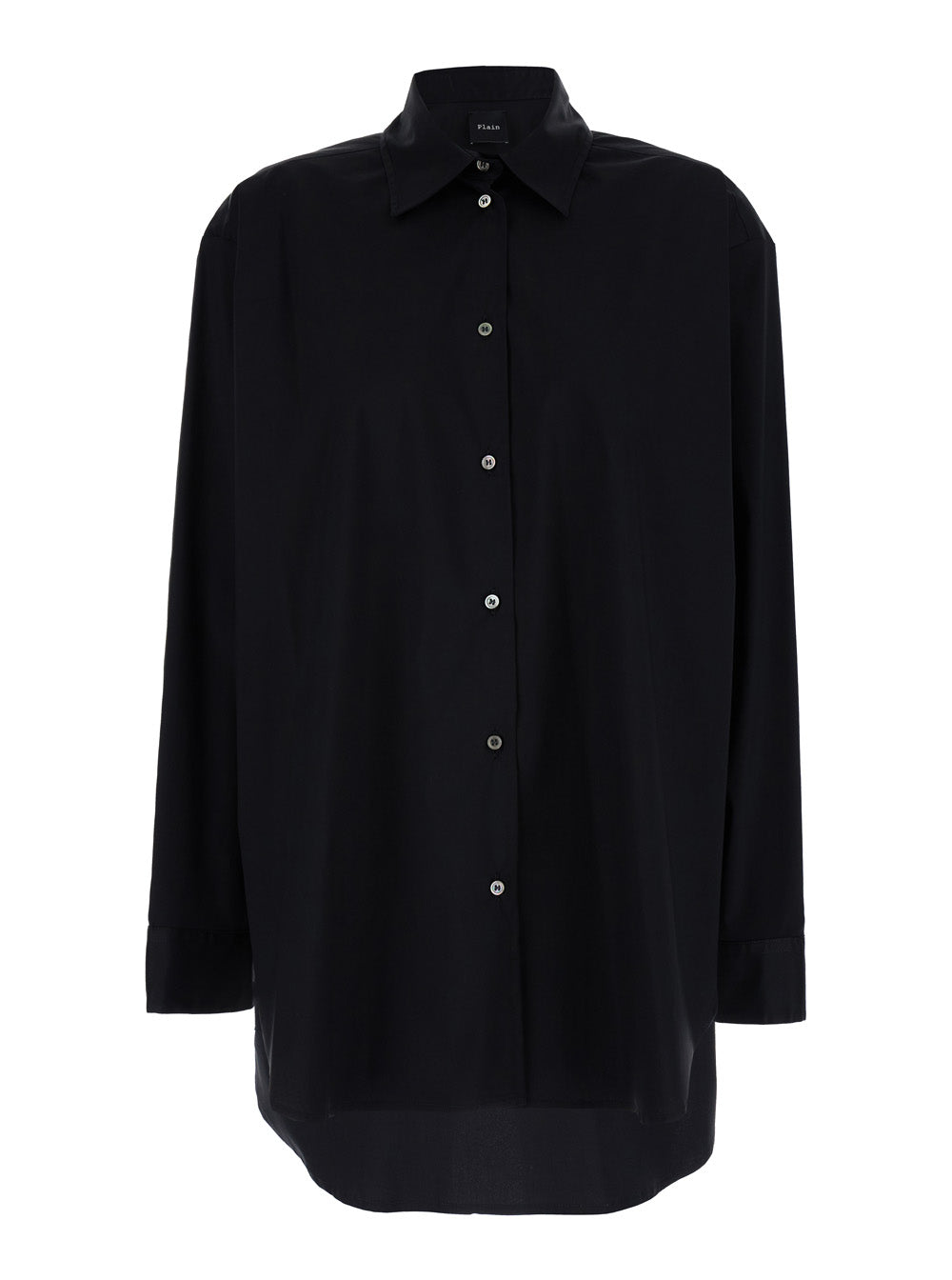 Oversized Black Shirt in Cotton Woman Nylon Elastan And Blouses
