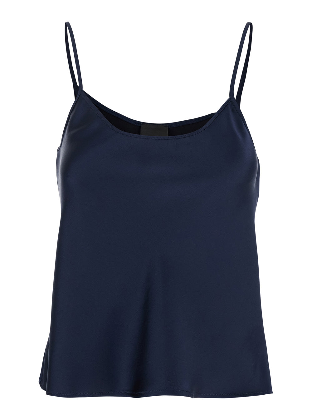 Blue Top with Spaghetti Straps in Satin Woman Blu Polyester Tops