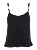 Black Top with Spaghetti Straps in Satin Woman Polyester Tops