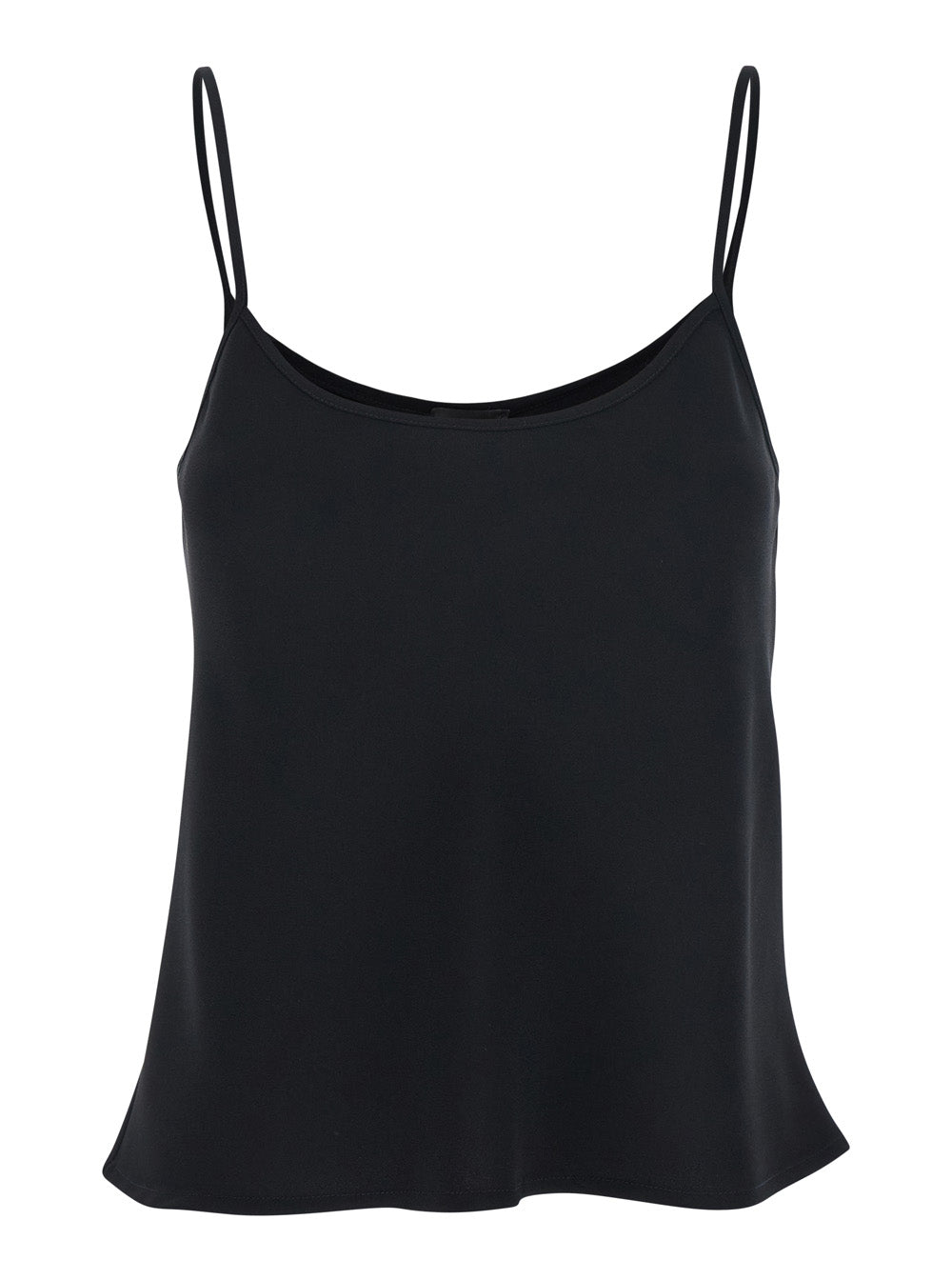 Black Top with Spaghetti Straps in Satin Woman Polyester Tops