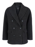 Brown Double-Breasted Jacket with Peak Revers and All-Over Check Motif in Wool Woman Outerwear