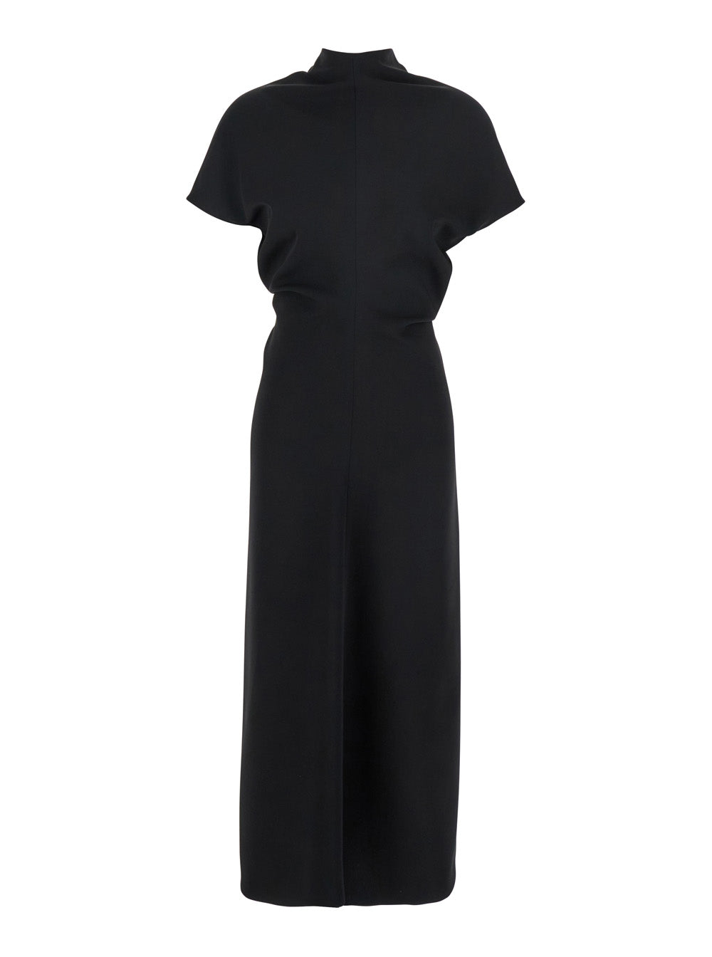Black High Neck Dress in Cady for Women Polyester Long