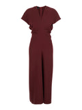 Bordeaux Dress with V Neck and Short Sleeves in Tech Fabric Woman Polyester Long