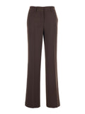 Brown Pants with Belt Loops in Fabric Woman Polyester Elastane Trousers