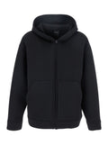 Black Jacket with Fixed Hood and Two Front Pockets in Tech Fabric Woman Polyester Elastane Outerwear