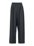 Grey Pants with Semi-Elastic Waist and Oversize Design in Fabric Woman Cotton Polyester Trousers