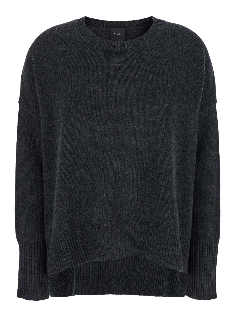 Dark Grey Oversized Crewneck Sweater in Cashmere Woman Jersey