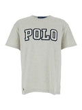 Grey Crewneck T-Shirt with Logo Print on the Front in Cotton Man Tshirts And Polo Shirts