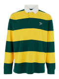 Rugby Multicolor Polo Shirt with Logo Embroidery on the Front and All-Over Striped Motif in Cotton Man Tshirts
