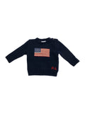 Blue Crewneck Sweater with Embroidery on the Front and Button Closure Sleeve in Cotton Baby Blu Jersey