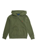 Green Sweatshirt with Zip Closure and Pony Logo on Front in Cotton Boy Polyester Sweatshirts