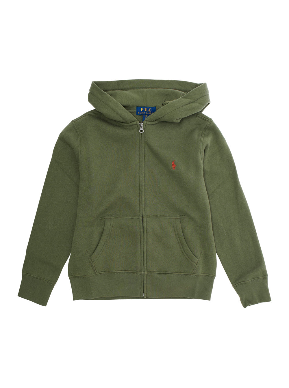 Green Sweatshirt with Zip Closure and Pony Logo on Front in Cotton Boy Polyester Sweatshirts