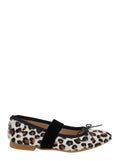 Multicolor Ballet Shoes with Adjustable Strap Closure and All-Over Leopard Motif in Fabric Girl Rubber Ballerinas