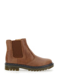 Brown Ankle Boots with Side Logo in Nubuck Leather Girl Rubber
