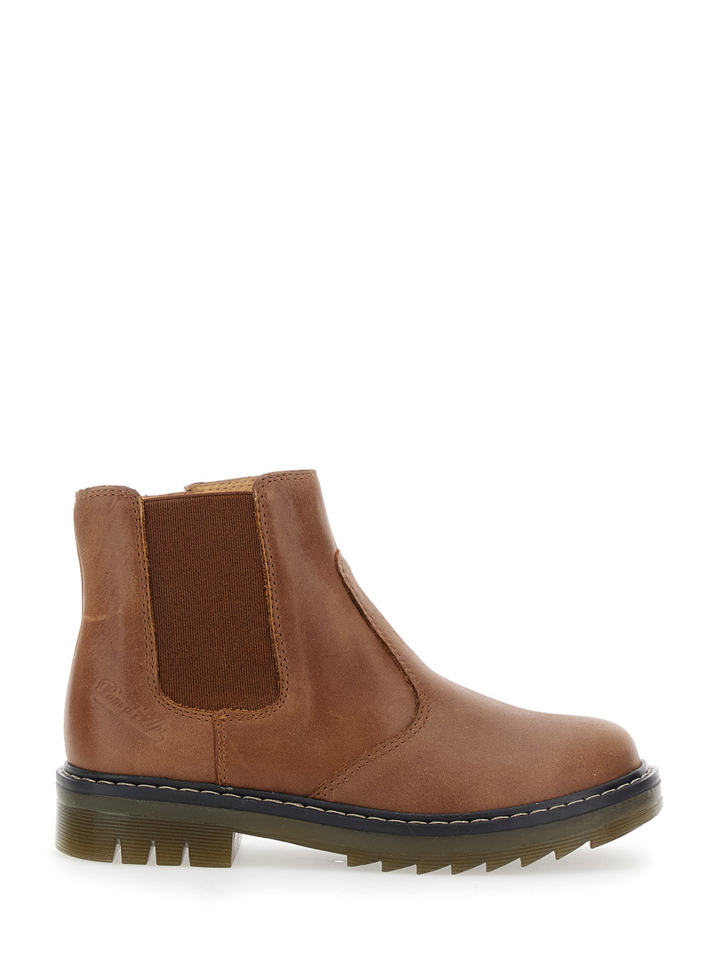 Brown Ankle Boots with Side Logo in Nubuck Leather Girl Rubber