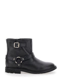 Black Ankle Boots With Harness Detail Rubber Girl