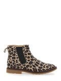 Multicolor Ankle Boots with Side Logo and Leopard Motif in Fabric Girl Rubber