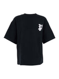 Black Crewneck T-Shirt with Logo on Front and Rear in Cotton Man Tshirts Polo Shirts
