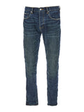Blue Jeans with Low Rise and Stonewashed Effect in Denim Man Blu Cotton Lycra
