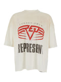 White Crewneck T-Shirt with Maxi Logo Print on Front and Rear in Cotton Blend Man Tshirts Polo Shirts